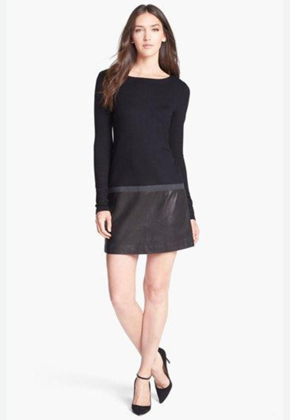 Thumbnail: Theory Keiran Zip Cuff Lamb Leather Dress Size Large 