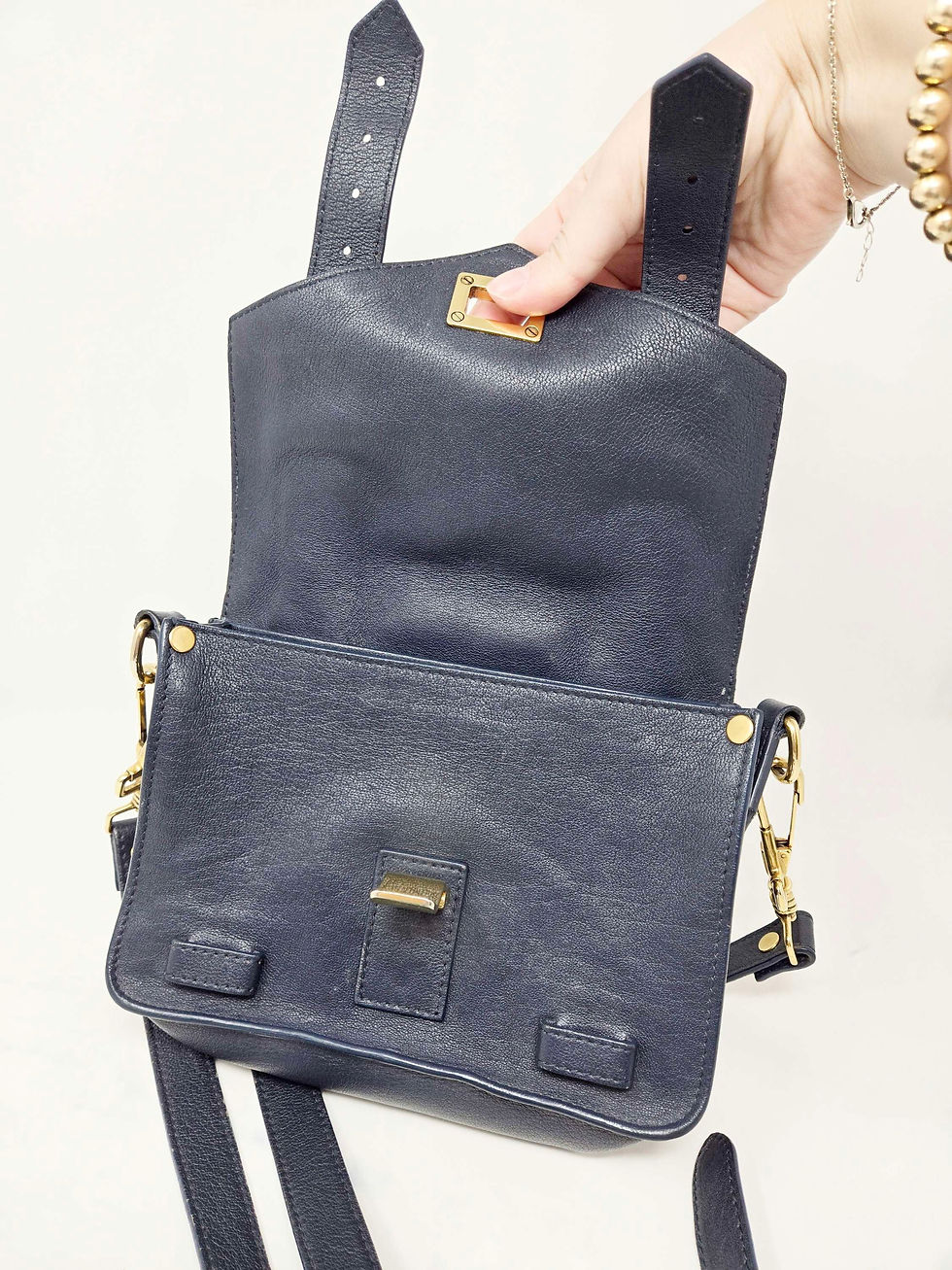 Thumbnail: Proenza Schouler PS1 Navy GHW Pouch Messenger Bag