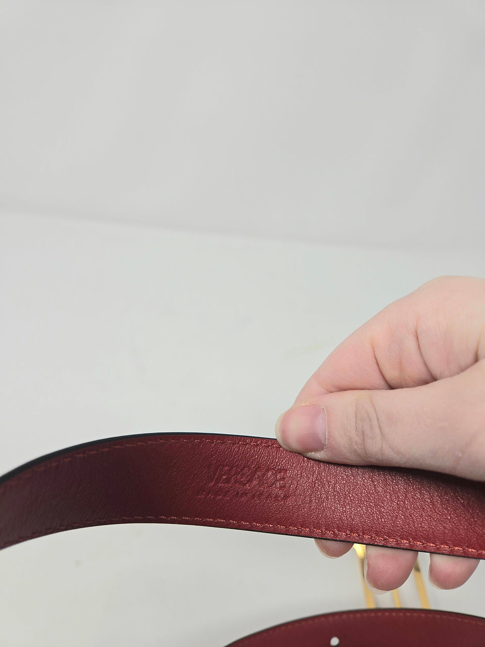Thumbnail: Versace Double Safety Pin Red Belt Size 100