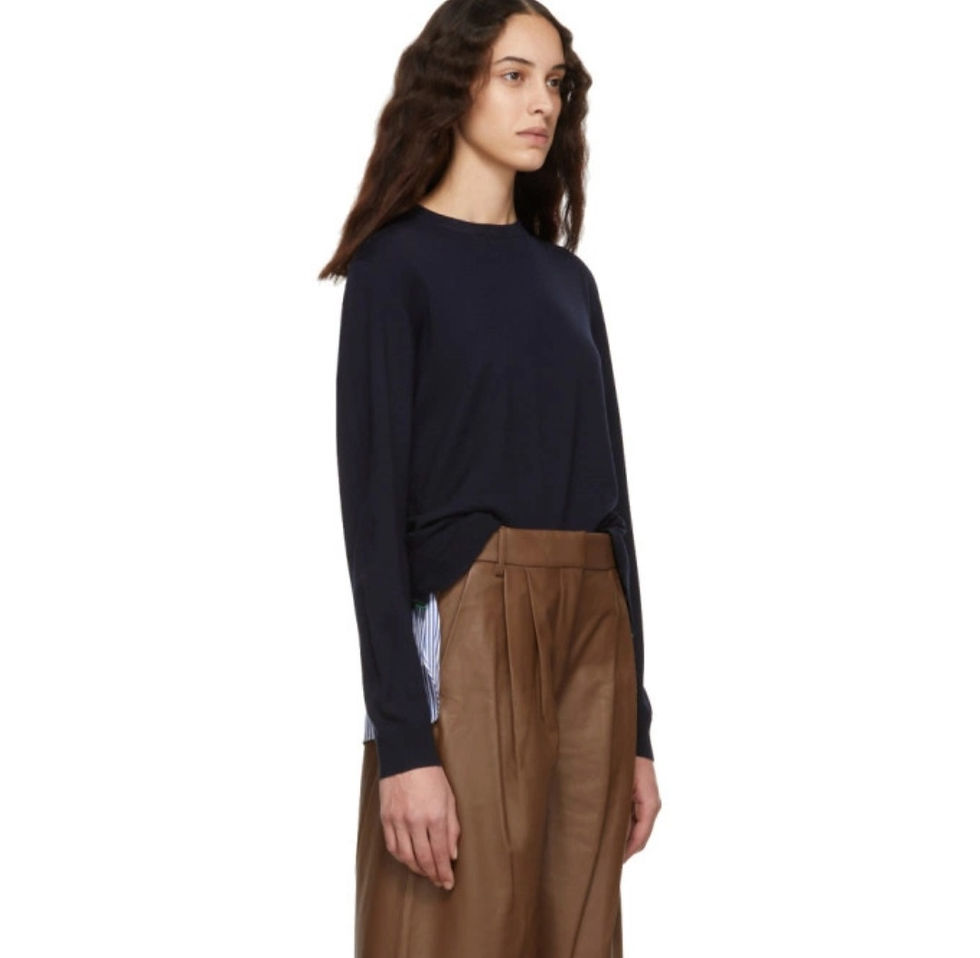 Thumbnail: Tibi Merino Wool Zip Back Shirt Detail Sweater Size XS