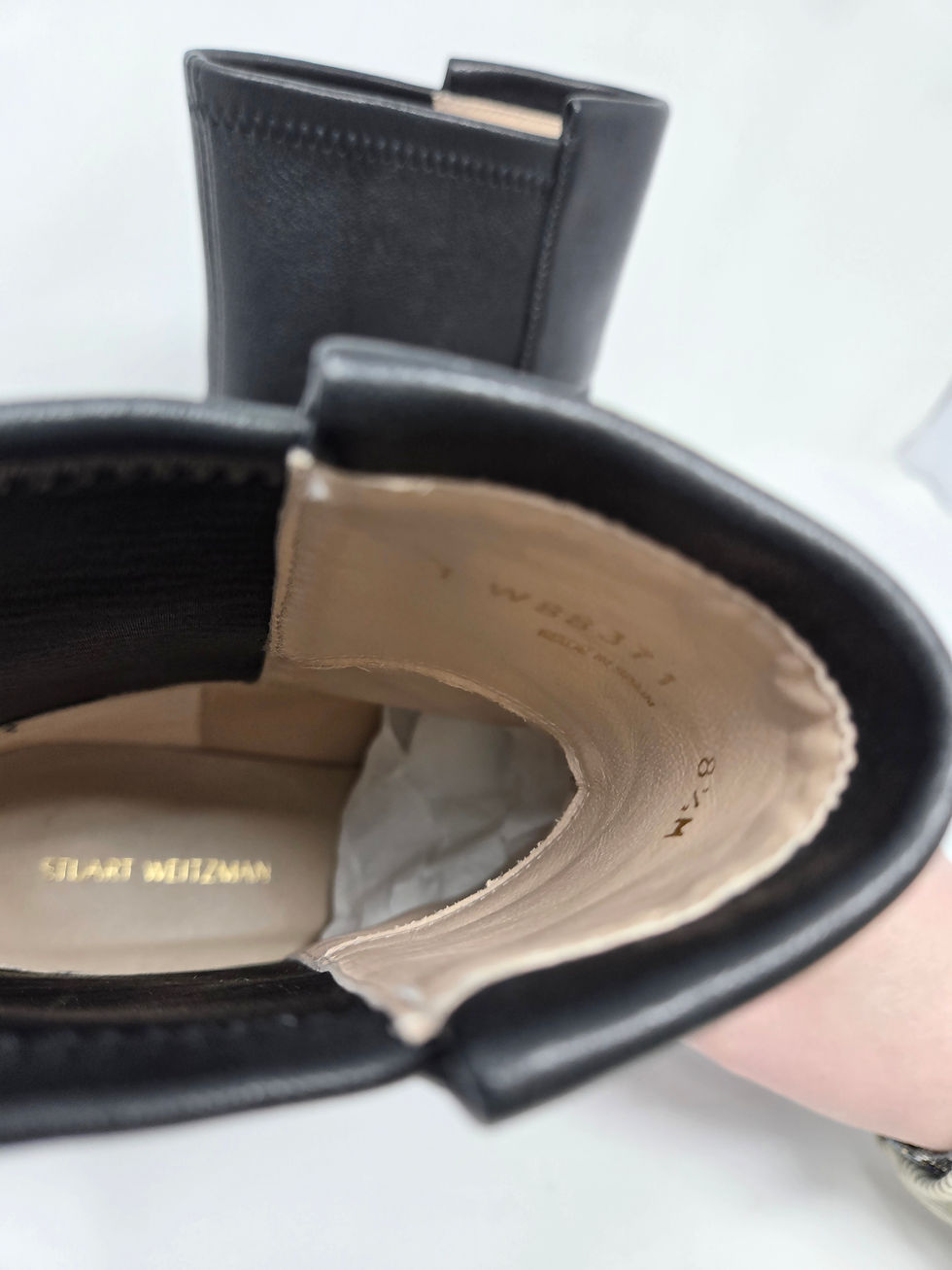 Thumbnail: Stuart Weitzman Black Leather Boot Size 8 1/2
