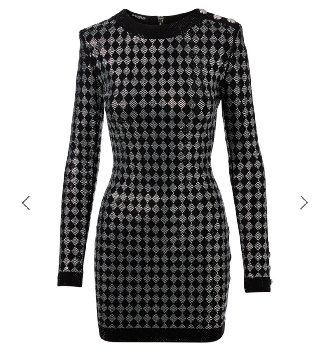 Balmain Knit Crystal Dress 36