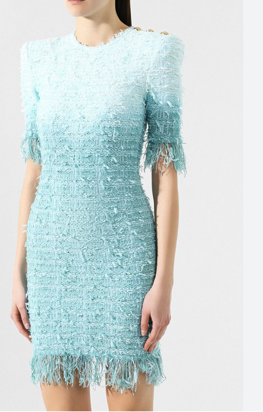 Thumbnail: Balmain Ombre Blue Tweed Dress 36