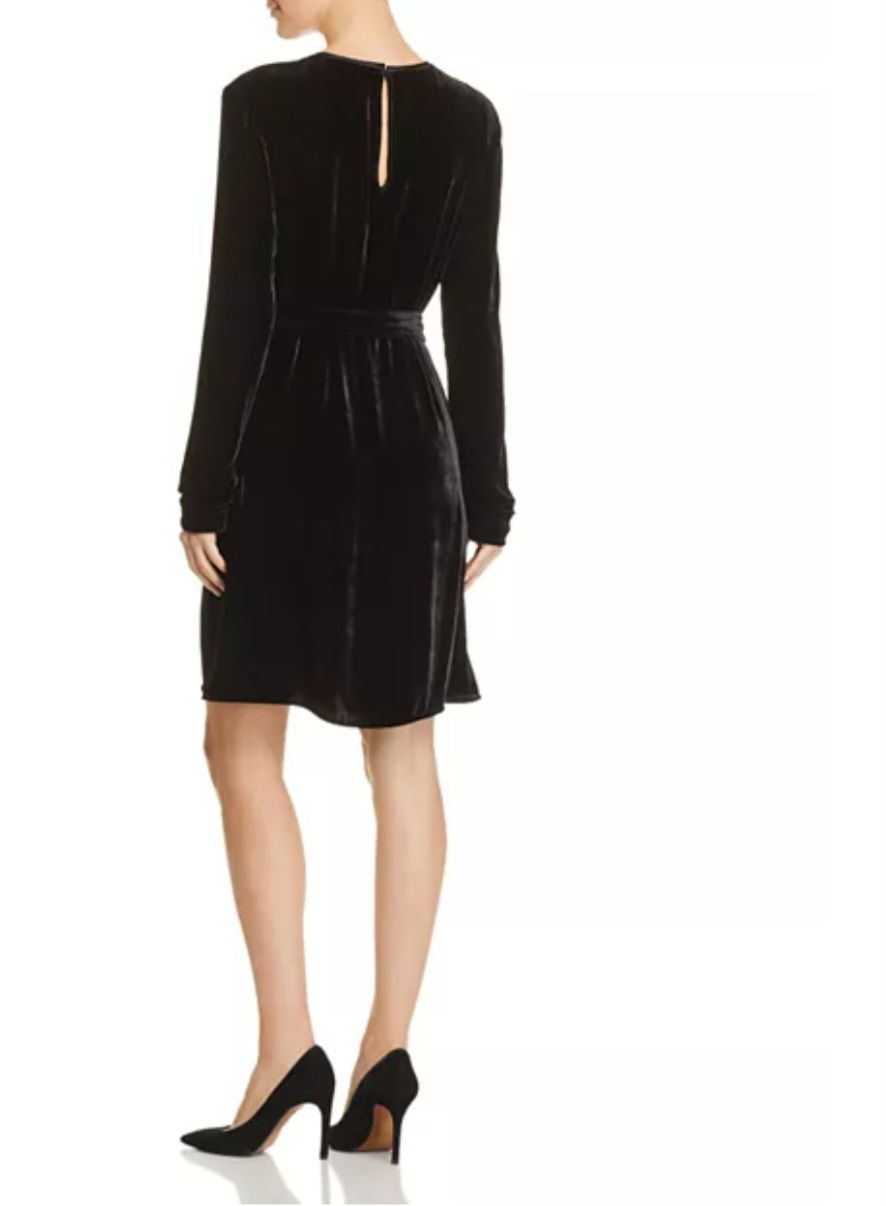 Thumbnail: Theory Belted Black Velvet Dress Size Medium 