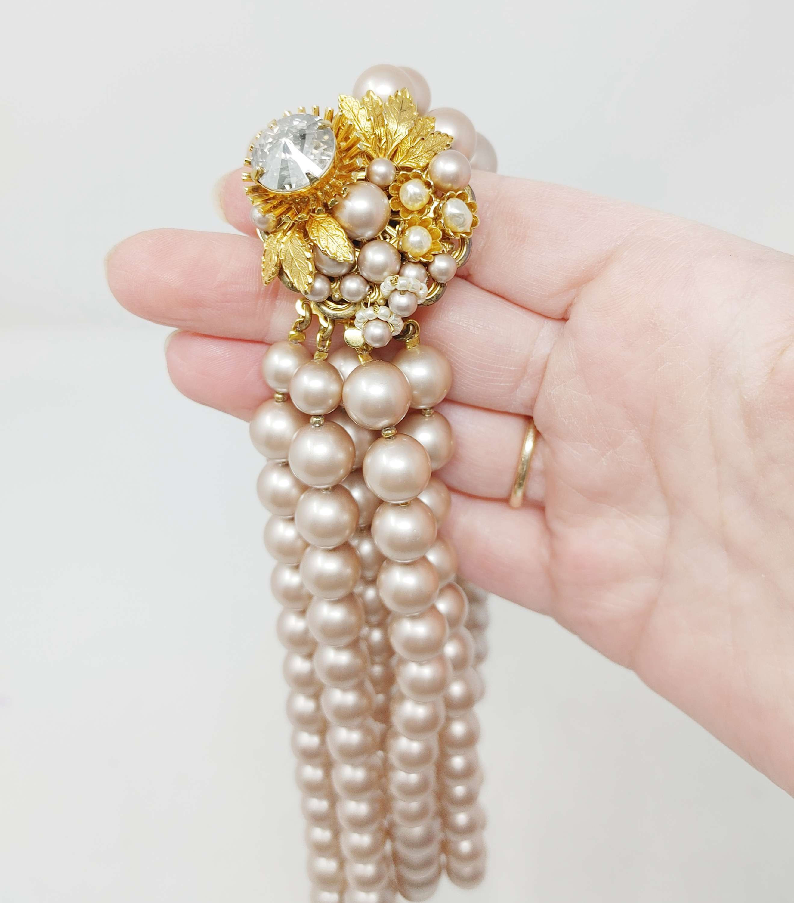 Miriam Haskell Blush Faux Pearls with Crystal Clasp