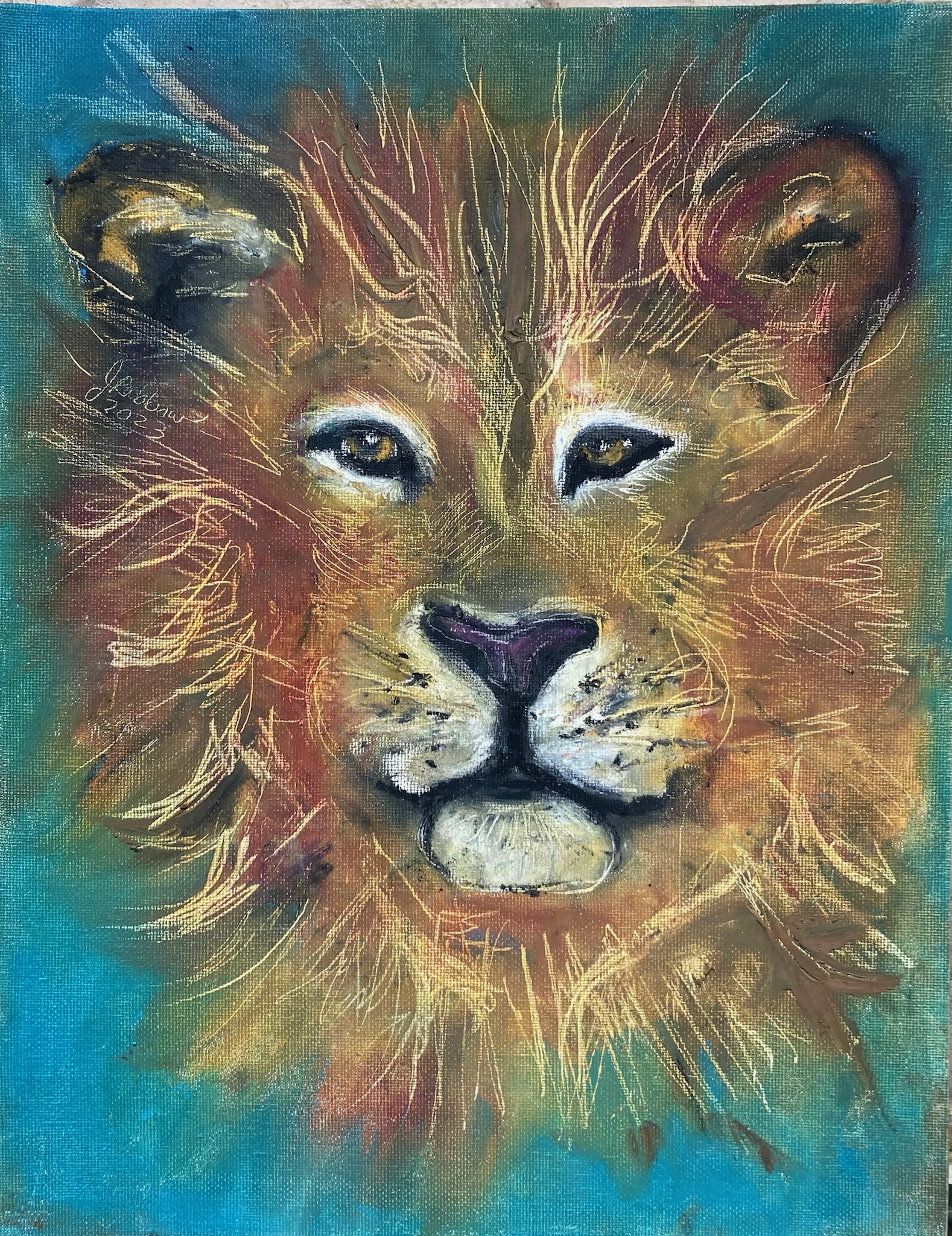 Lion, a painting by Jodi Rabbow