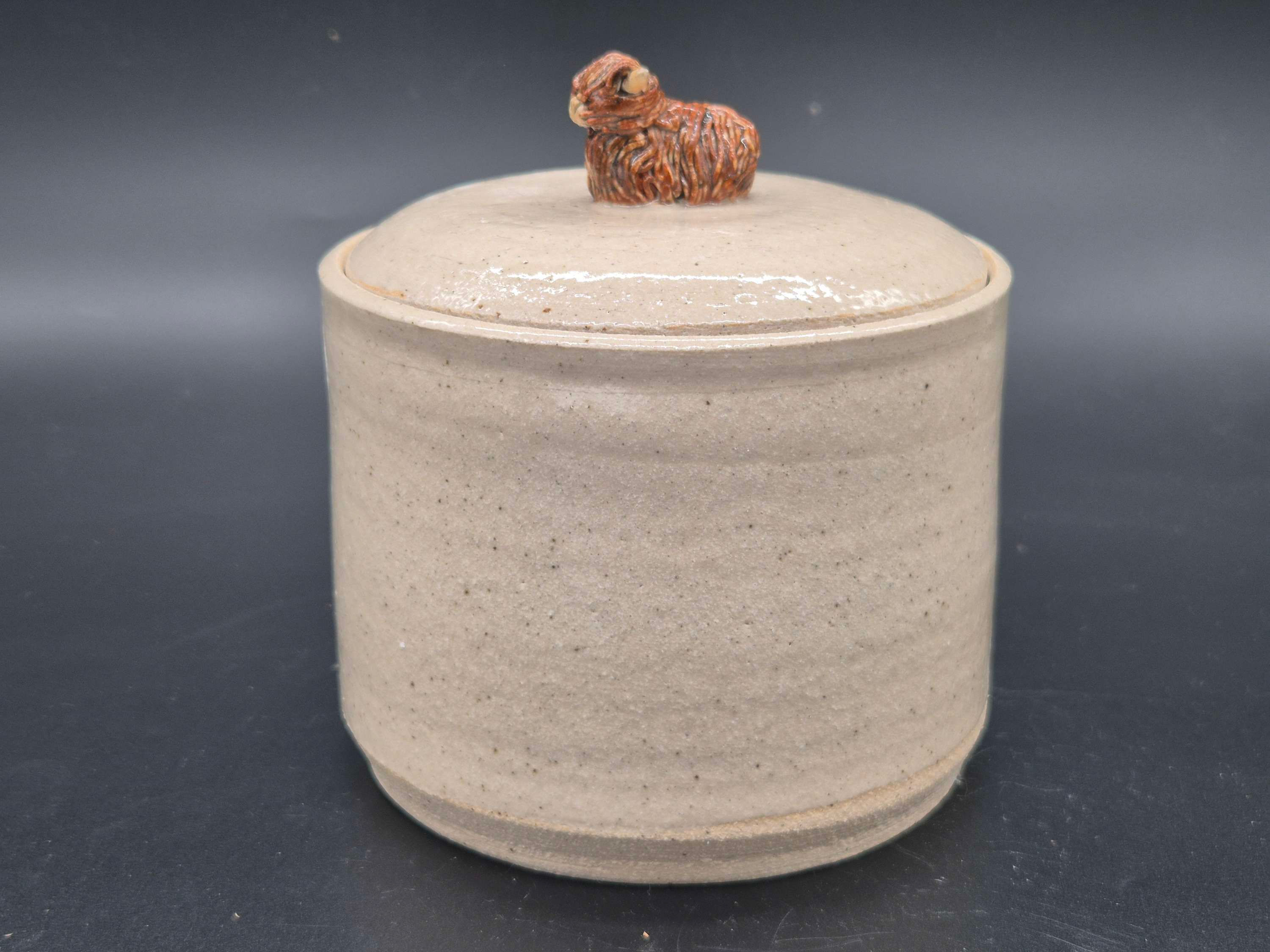 Highland cow caddy/storage jar in natural