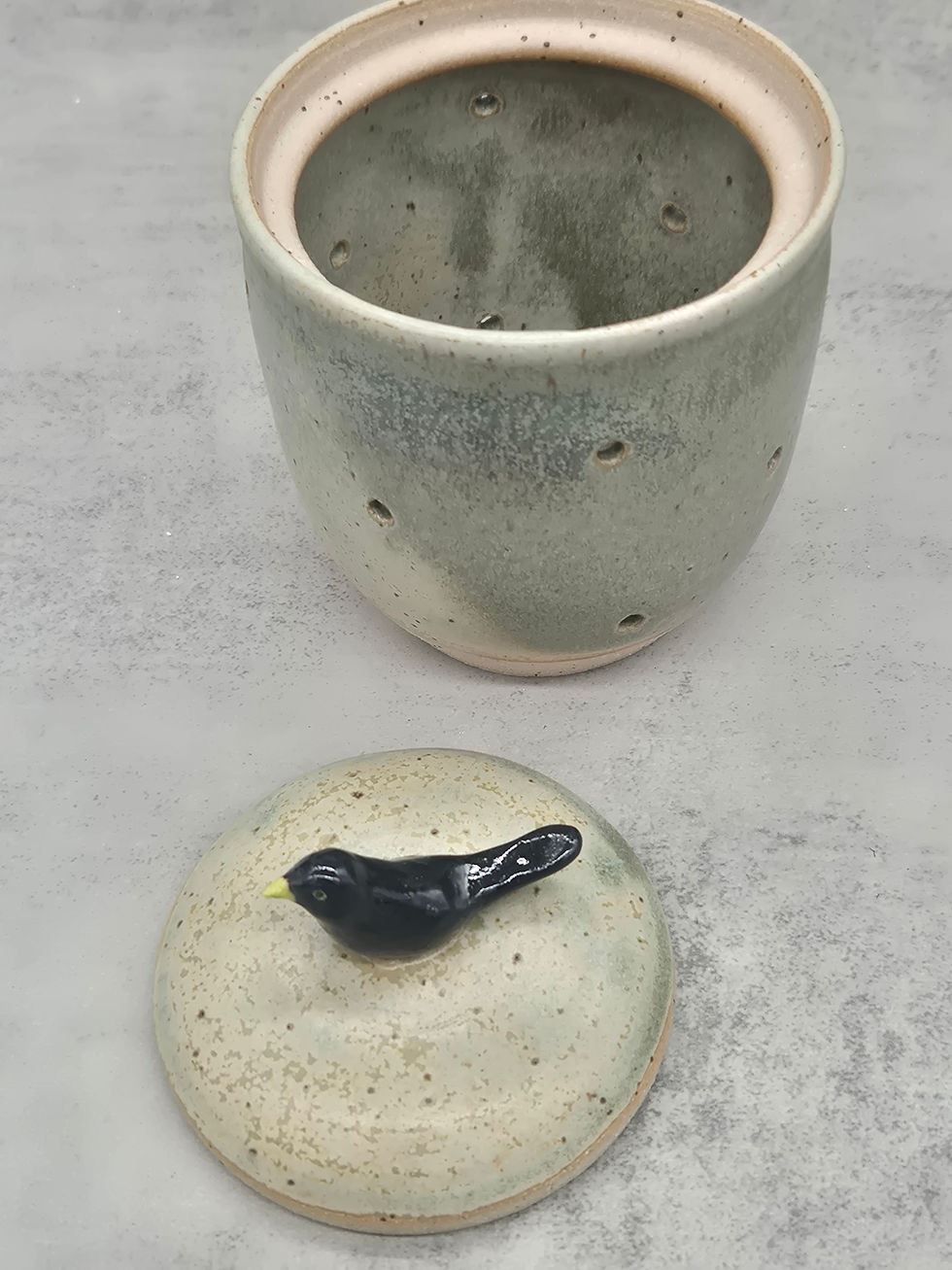 Thumbnail: Blackbird garlic jar in variegated green 