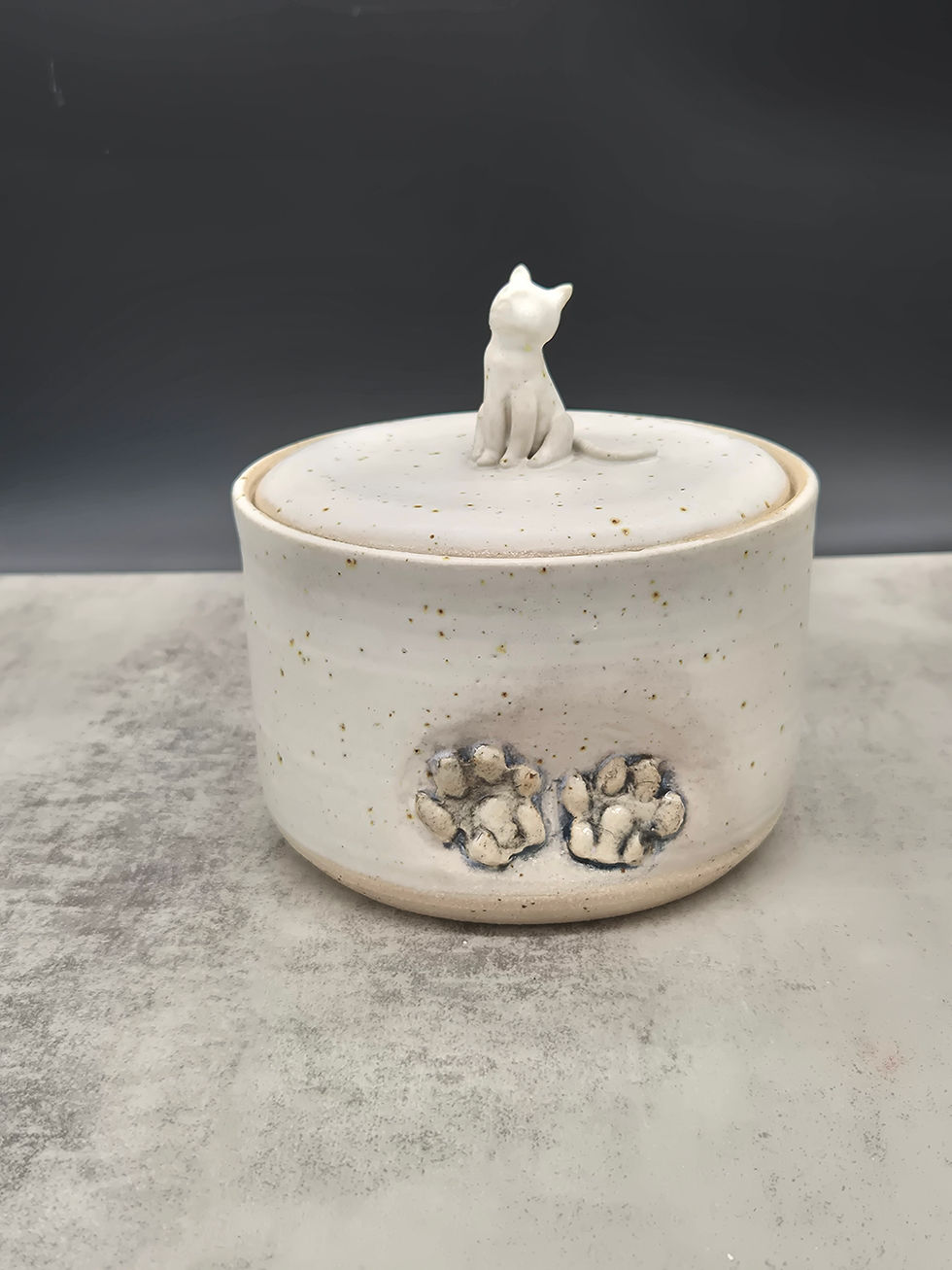 Cat jar in matte white (wide)