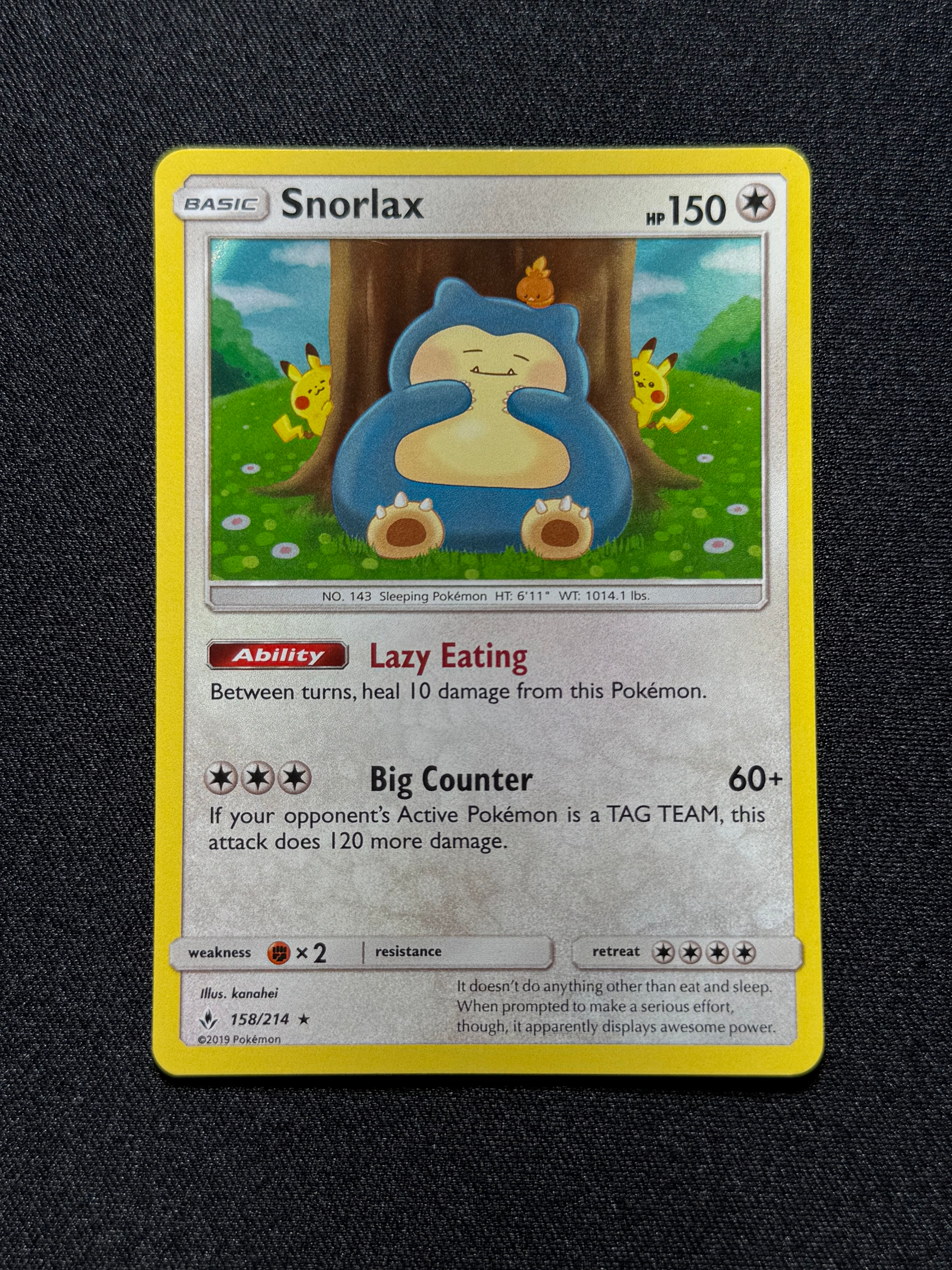 Snorlax Holo Rare 158/214 Pokémon Sun & Moon Unbroken Bonds