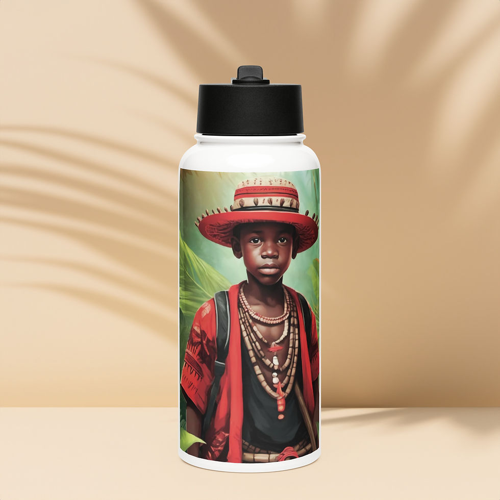 Botella de Elegua o personalizable de acero inoxidable con tapa de pajita