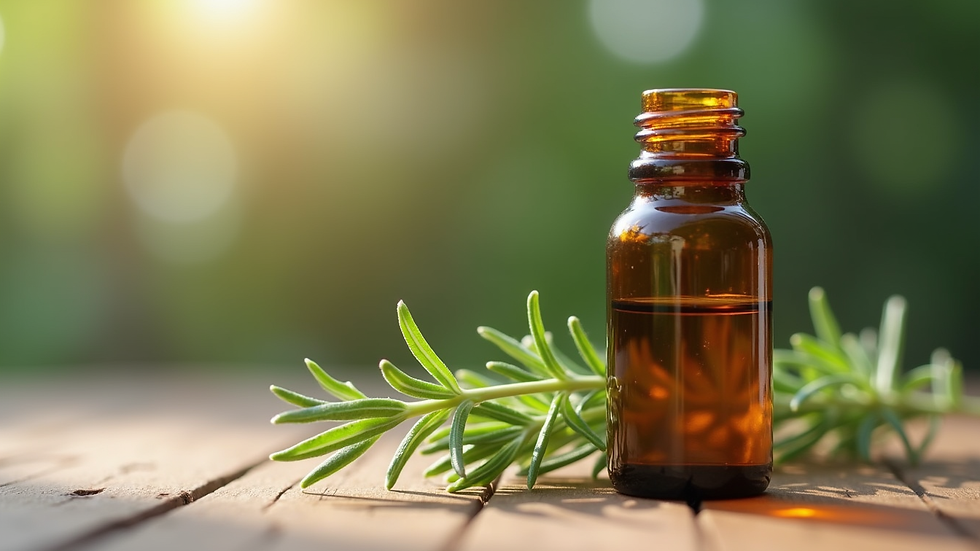 Close-up view of fresh rosemary sprigs in natural sunlight
