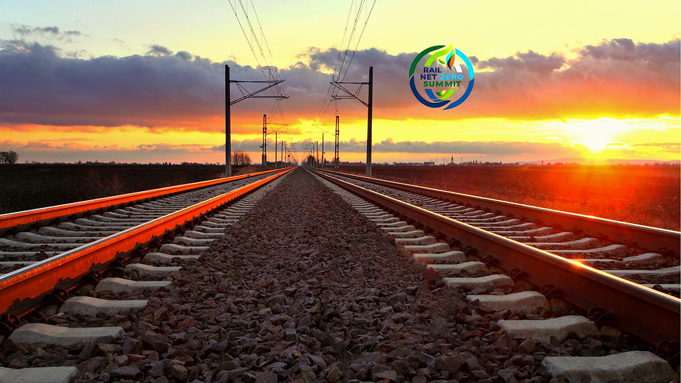 railwaytrack with sun going down to the left of the image