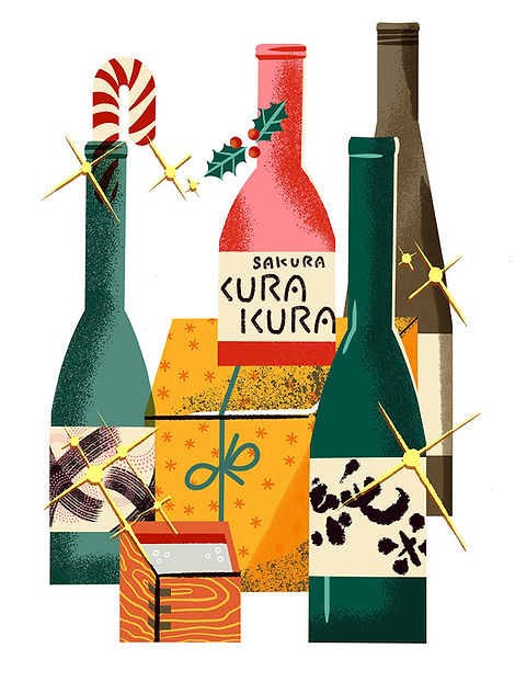 Sake Holiday Gifts 1, Food And Drink Illustration By Yoko Baum