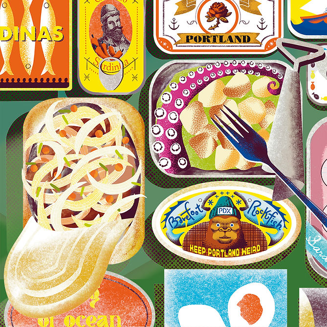 Part of Editorial Cover Food Illustration for StarShefs Rising Stars Magazine PDX Issue by