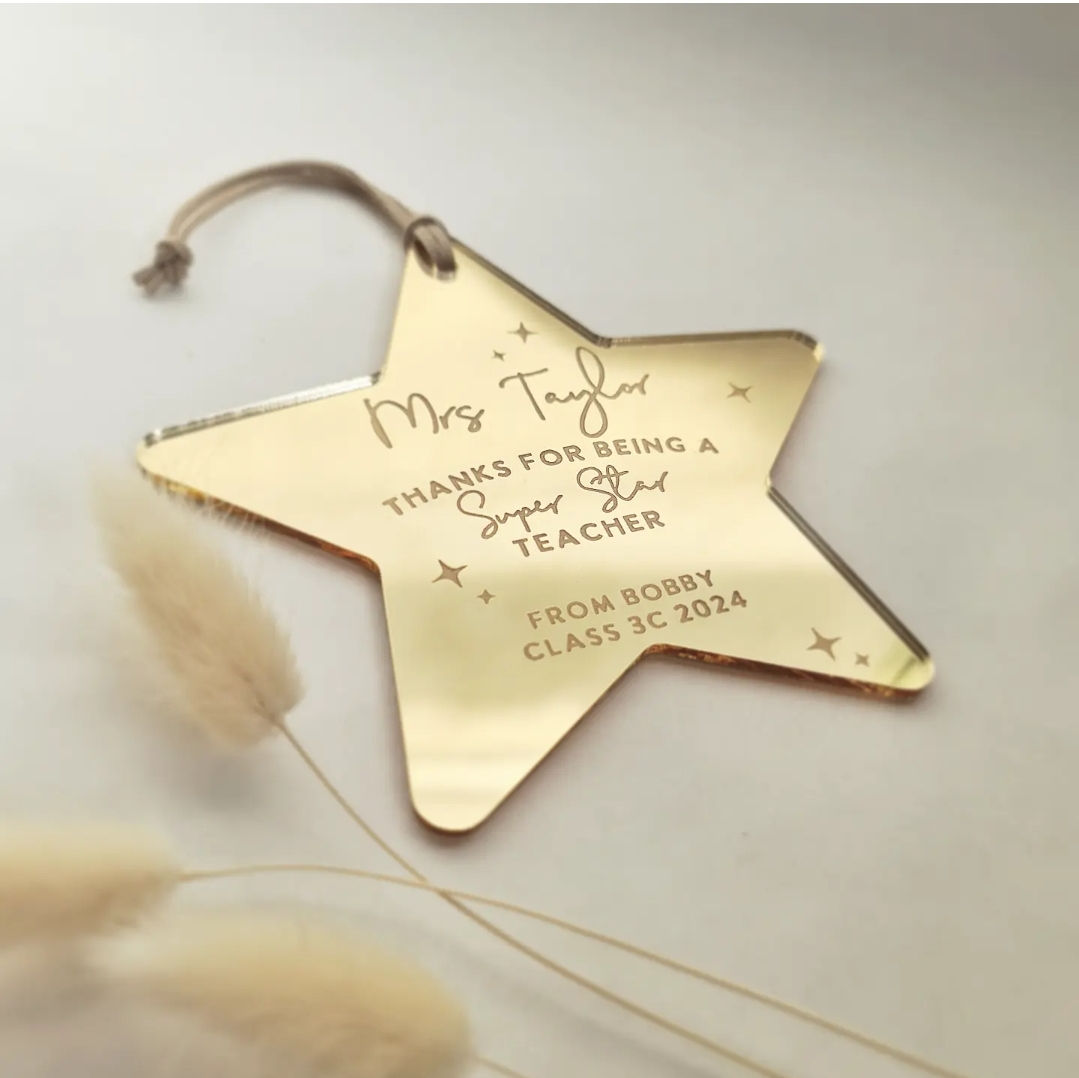 Teacher Thank You Ornament - Star - Colour Options