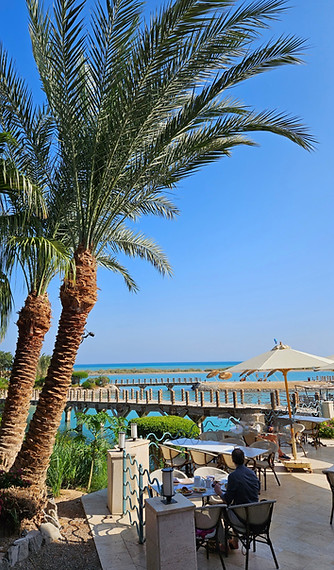 Der Frühstücksbereich des Sheraton Hotels in El Gouna
