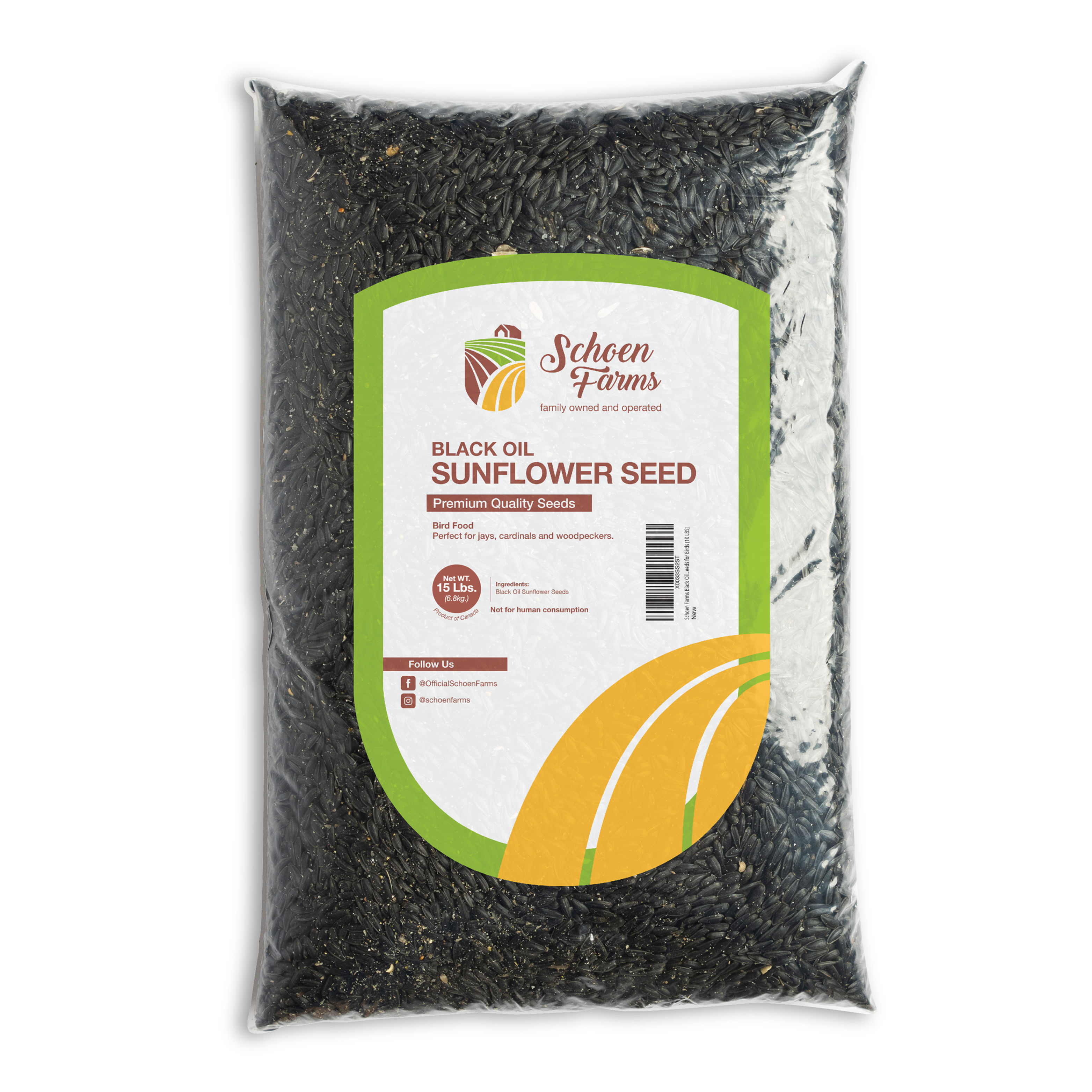 Schoen Farms Black Oil Sunflower Seeds for Birds (15 LBS)