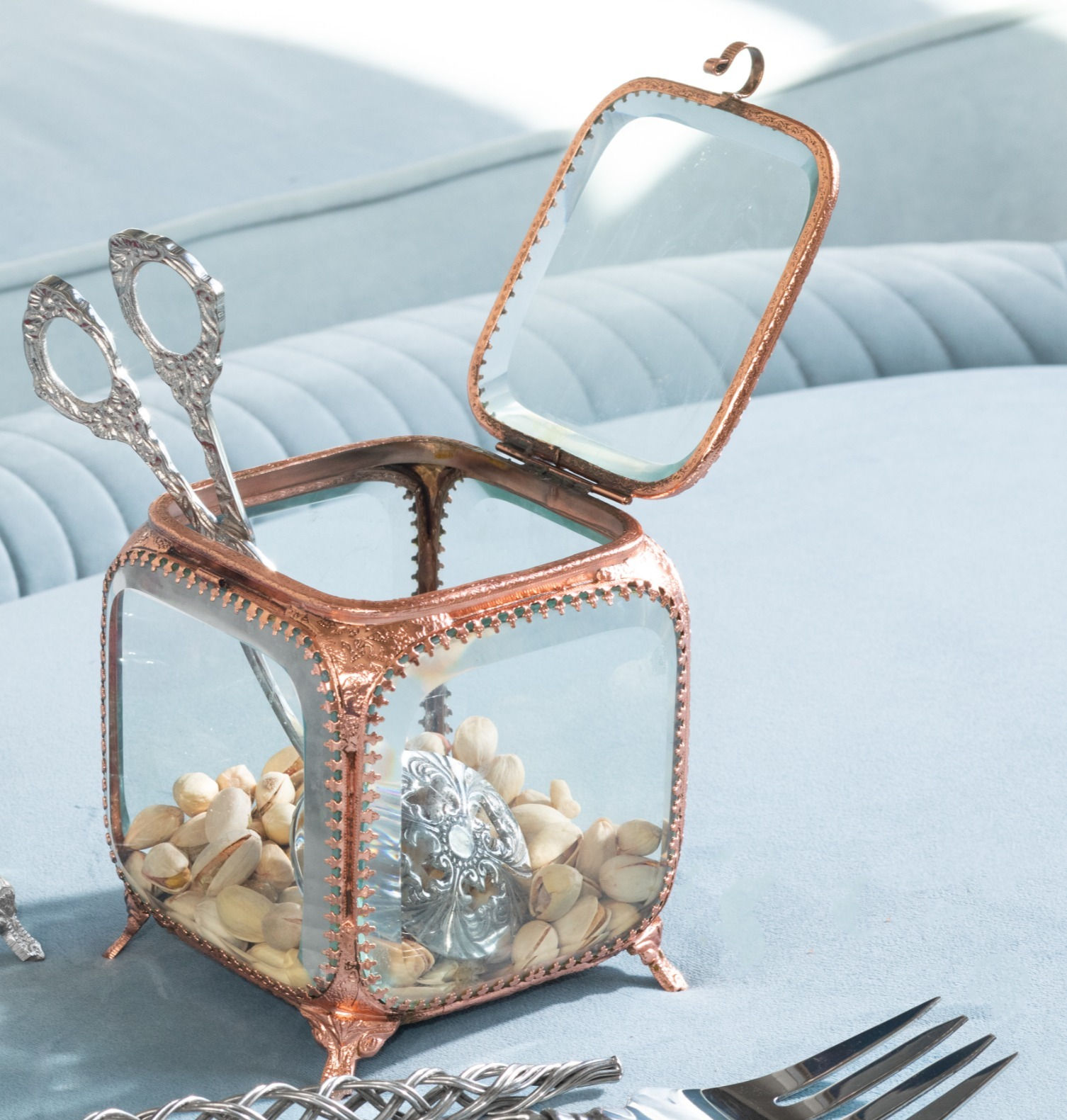 Rose gold vintage glass box