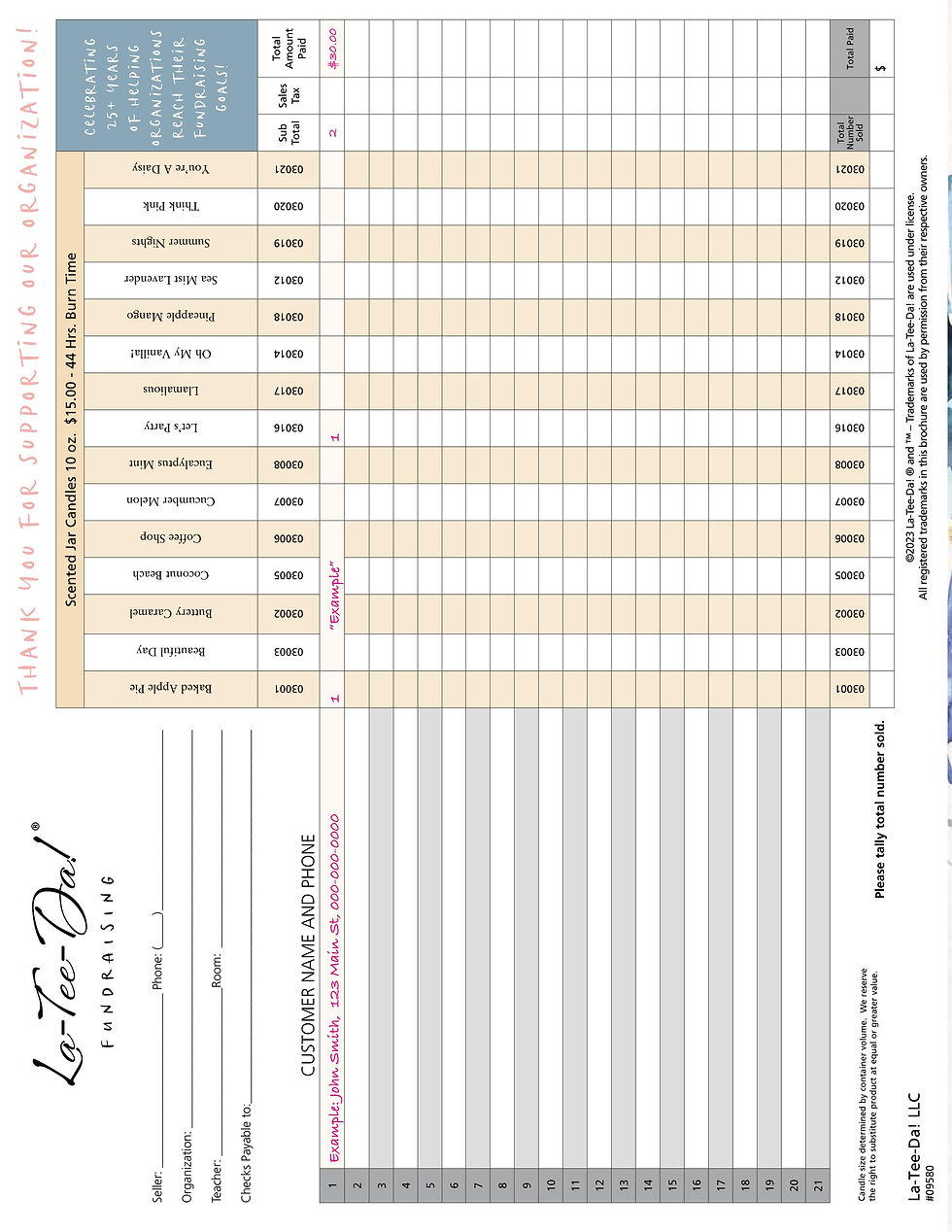 LaTeeDa Fundraising Candle Fundraiser Brochure Spring 2023 pages 4