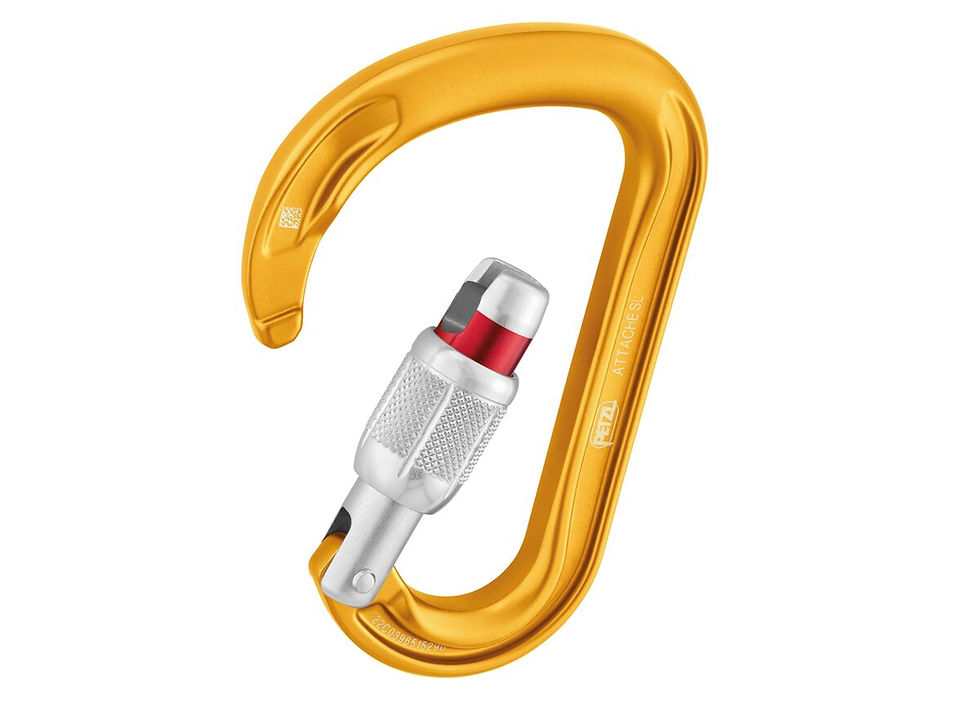 Thumbnail: ATTACHE Locking pear-shaped carabiner with round-stock basket for smooth rope op