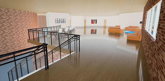 Interior render of education center.