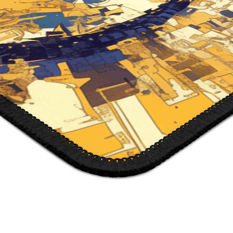 Thumbnail: Golden Cyber Dragon Desk Mat – Abstract Tech Fantasy Vortex Design