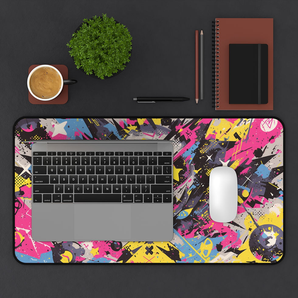 Thumbnail: Neon Chaos Creature Desk Mat – Retro Gamer Vibes in Explosive Color