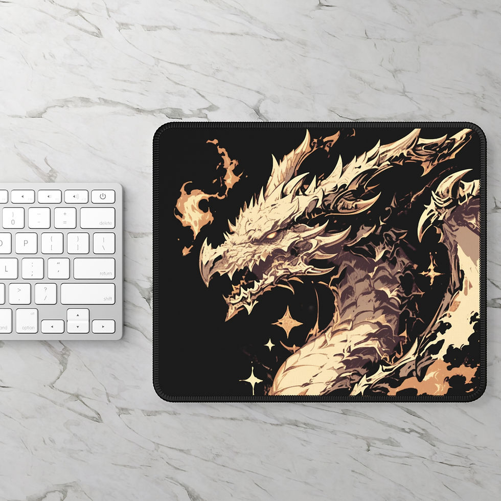 Thumbnail: Molten Fury Dragon Desk Mat – Fiery Gold & Black Gaming Artwork
