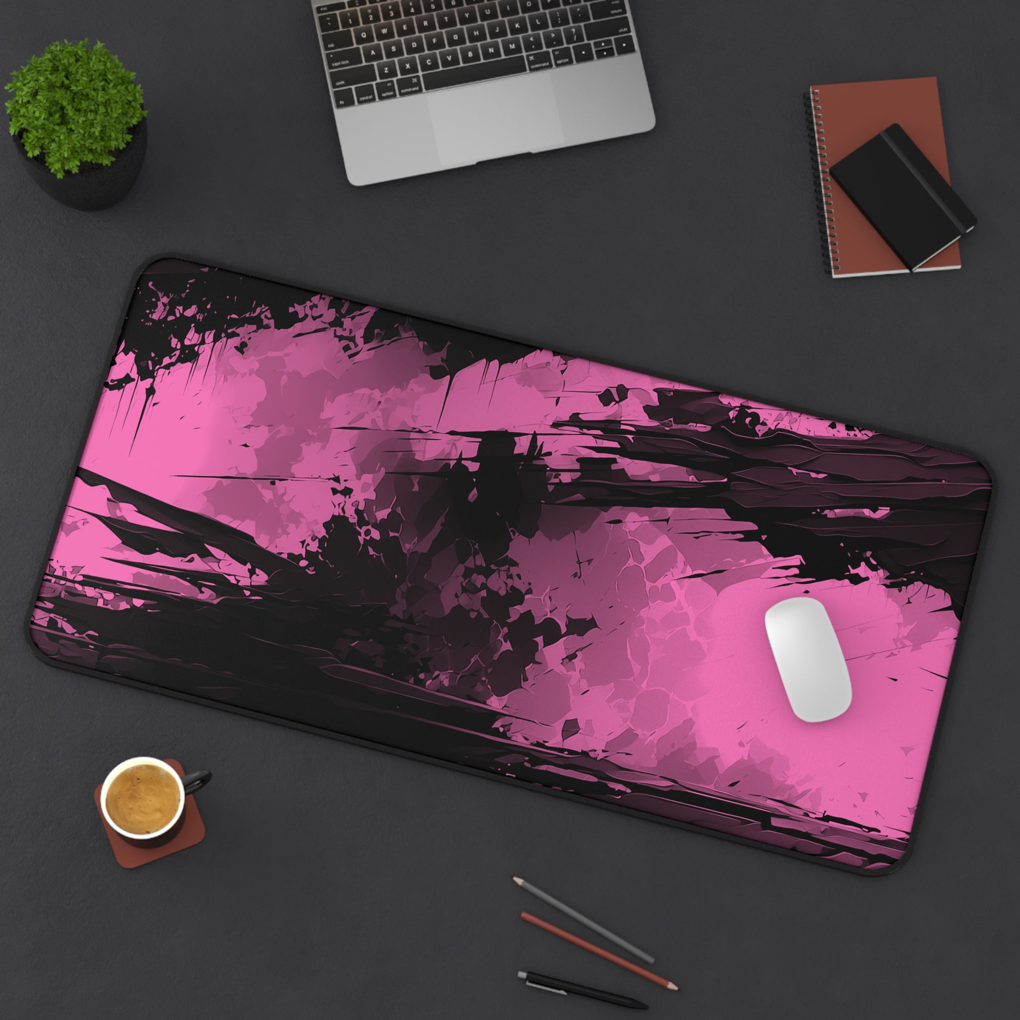 Light Pink and Black Chaos Mousepad for Bold Gaming and Streamer Setups