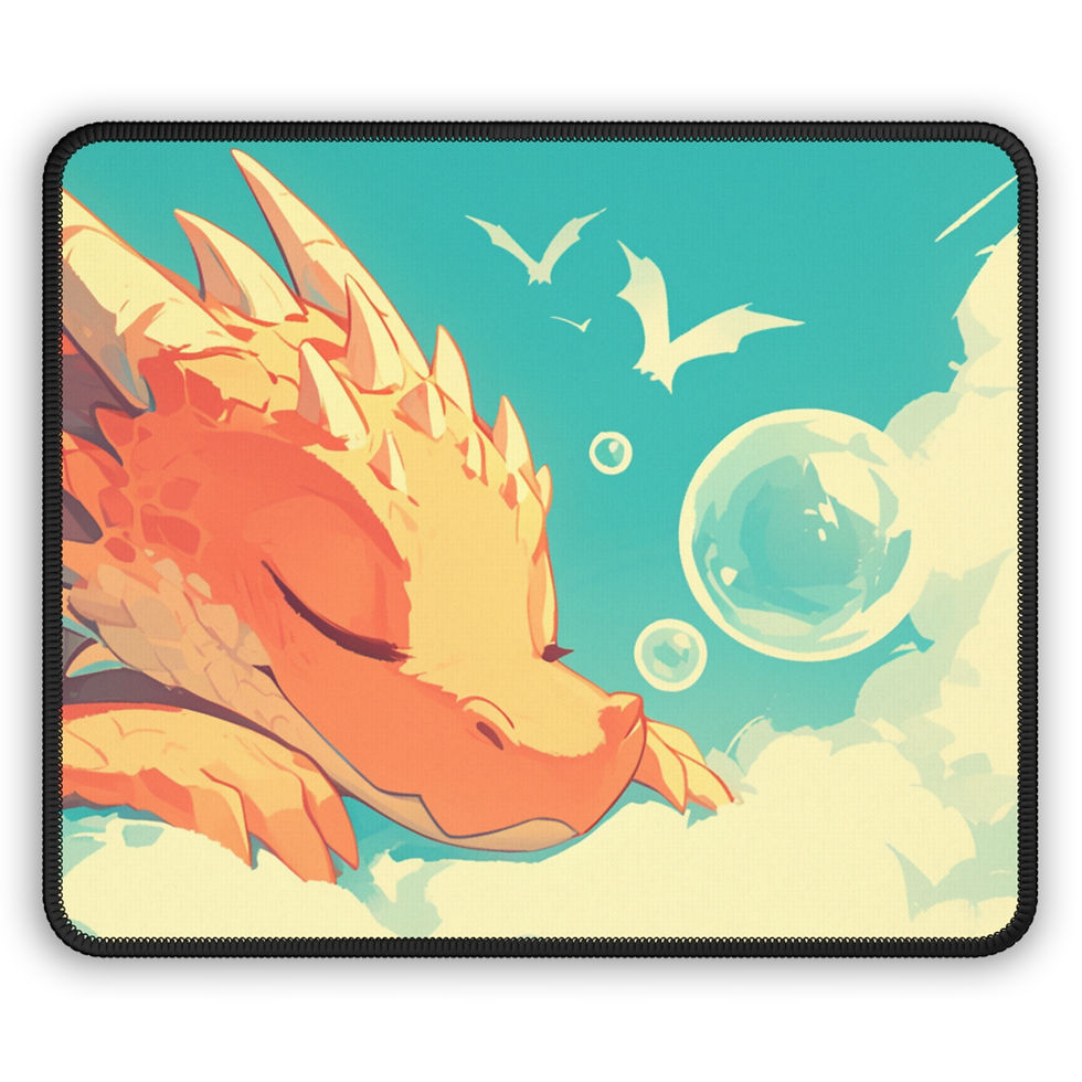 Thumbnail: Sleepy Orange Dragon Desk Mat – Whimsical Fantasy Cloud Design