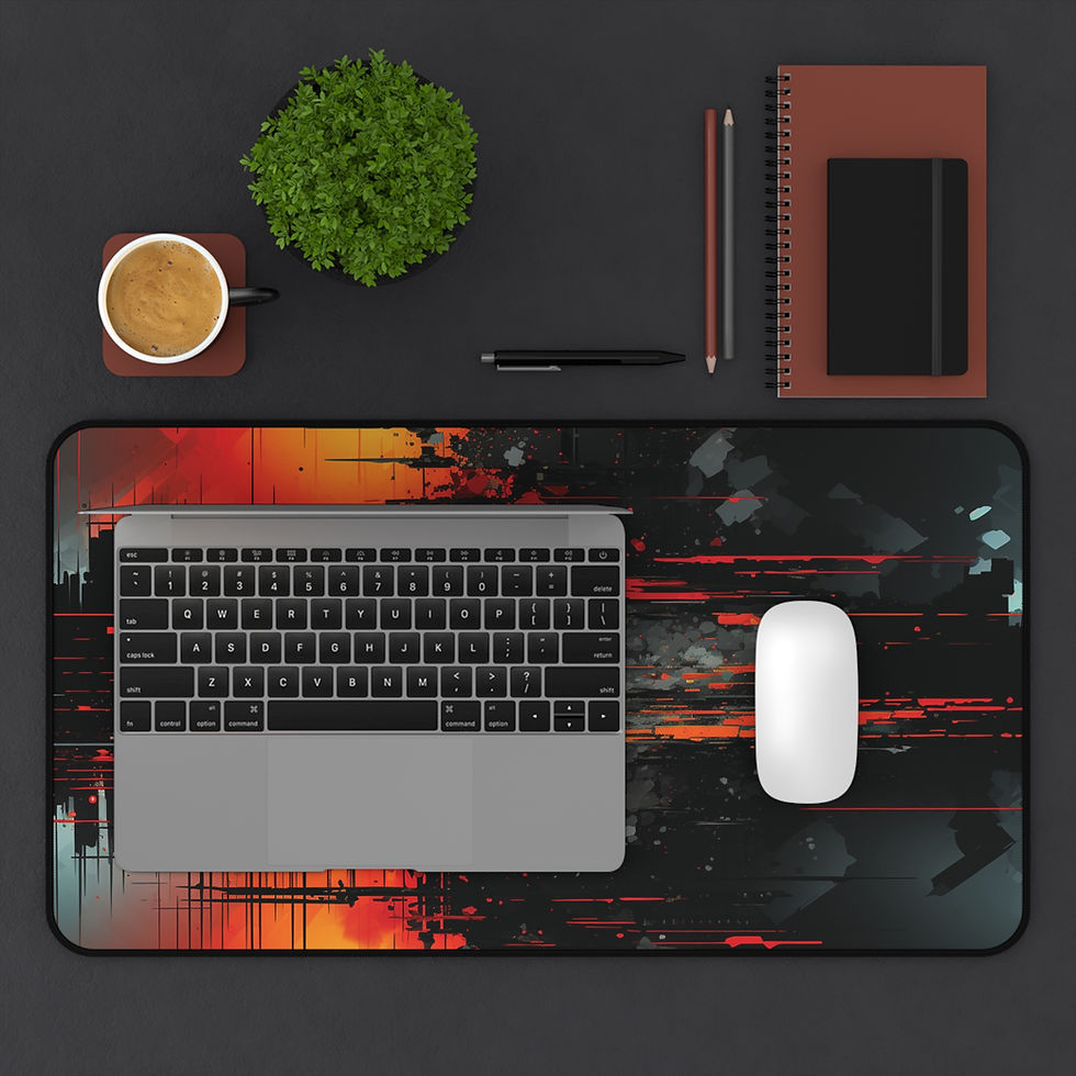 Thumbnail: Cyber Glitch Mousepad with Red and Black Abstract Cityscape