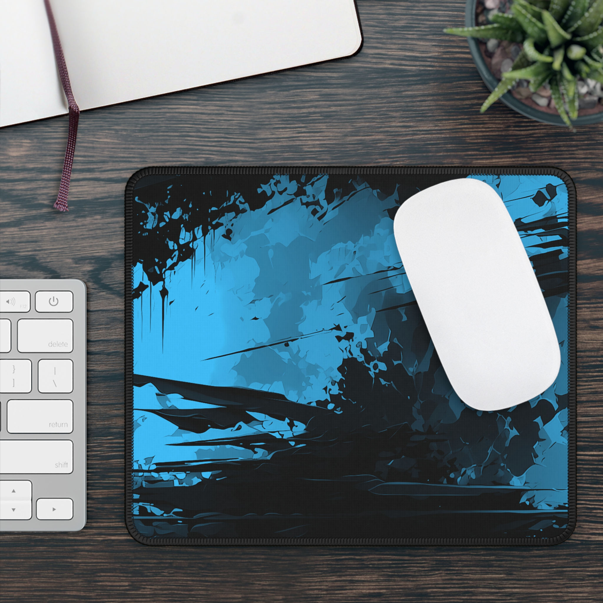 Sky Blue and Black Chaos Mousepad for Bold Gaming and Streamer Setups