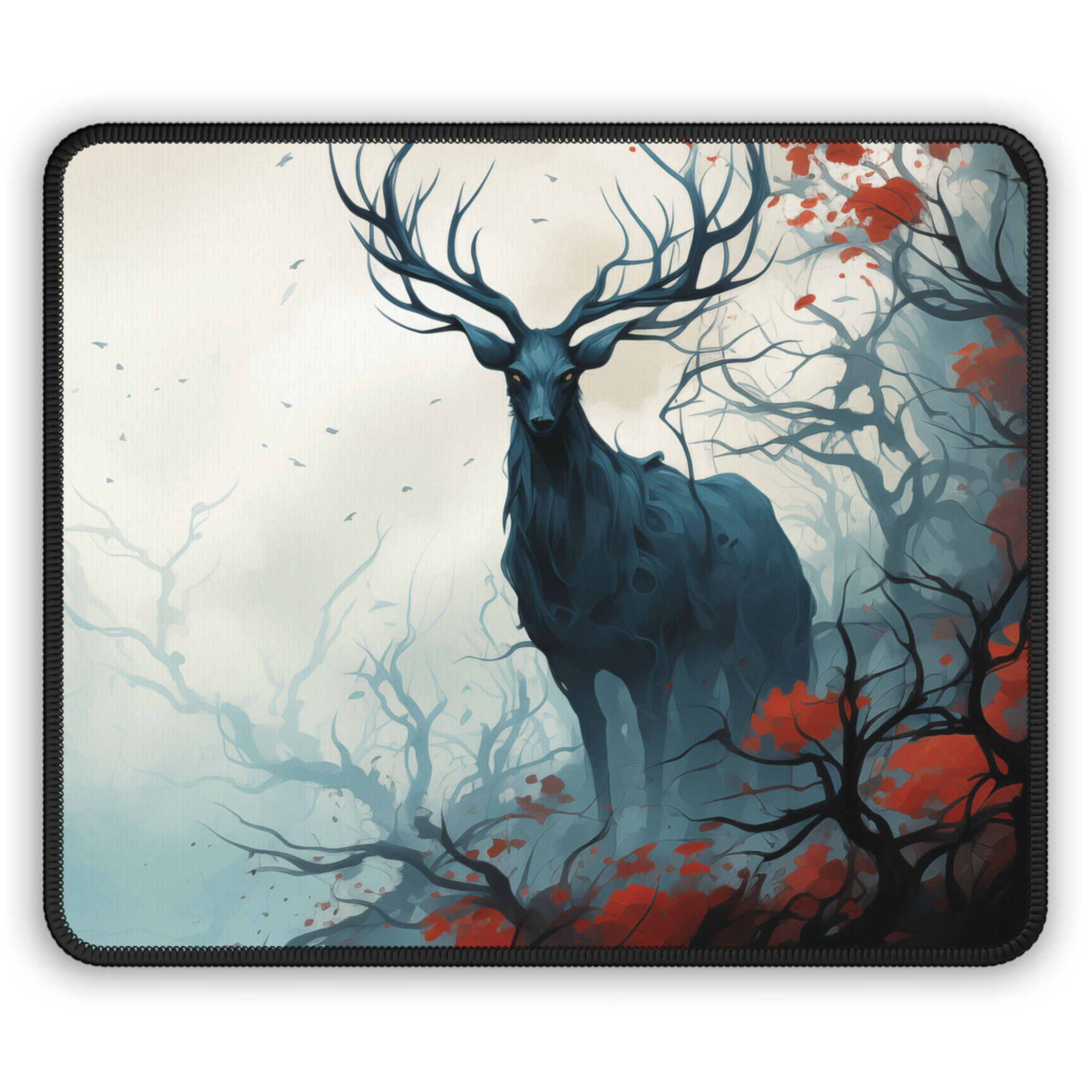 Mystical Stag Forest Mousepad – Fantasy Deer in Enchanted Woods Desk Mat