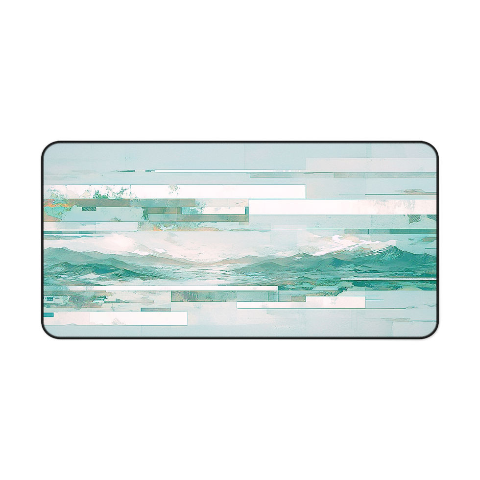 Thumbnail: Mint Ocean Horizon Desk Mat – Minimalist Abstract Wave Art