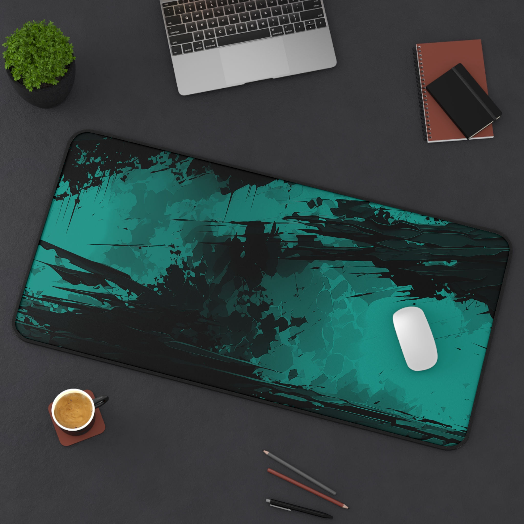 Teal and Black Chaos Mousepad for Bold Gaming and Streamer Setups