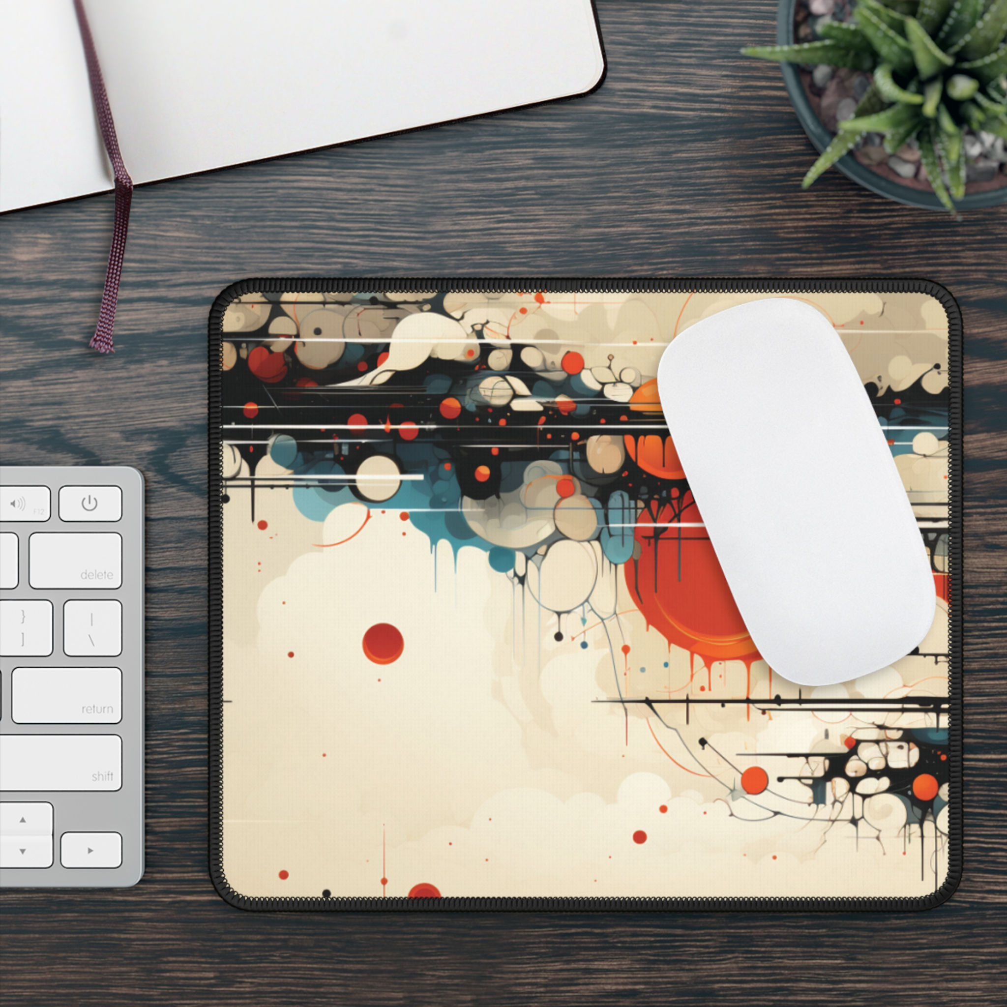 Retro-Tech Orbit Desk Mat – Modern Vintage Sci-Fi Vibes