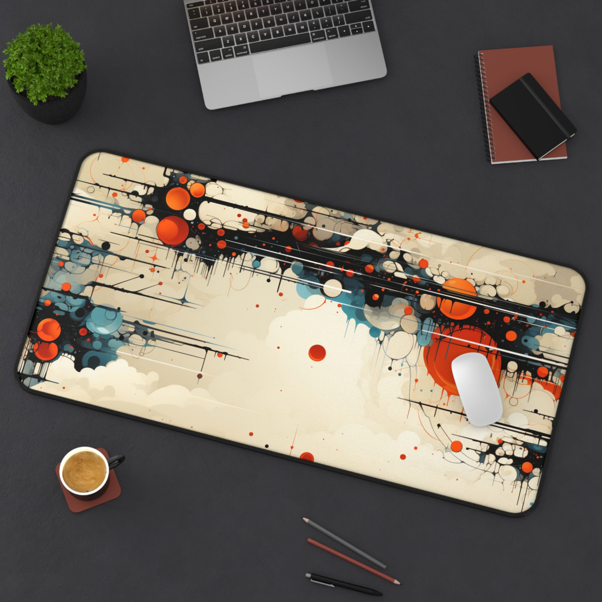 Retro-Tech Orbit Desk Mat – Modern Vintage Sci-Fi Vibes