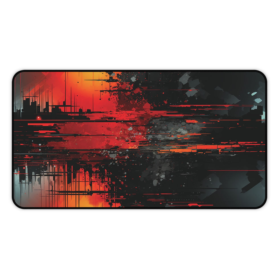Thumbnail: Cyber Glitch Mousepad with Red and Black Abstract Cityscape
