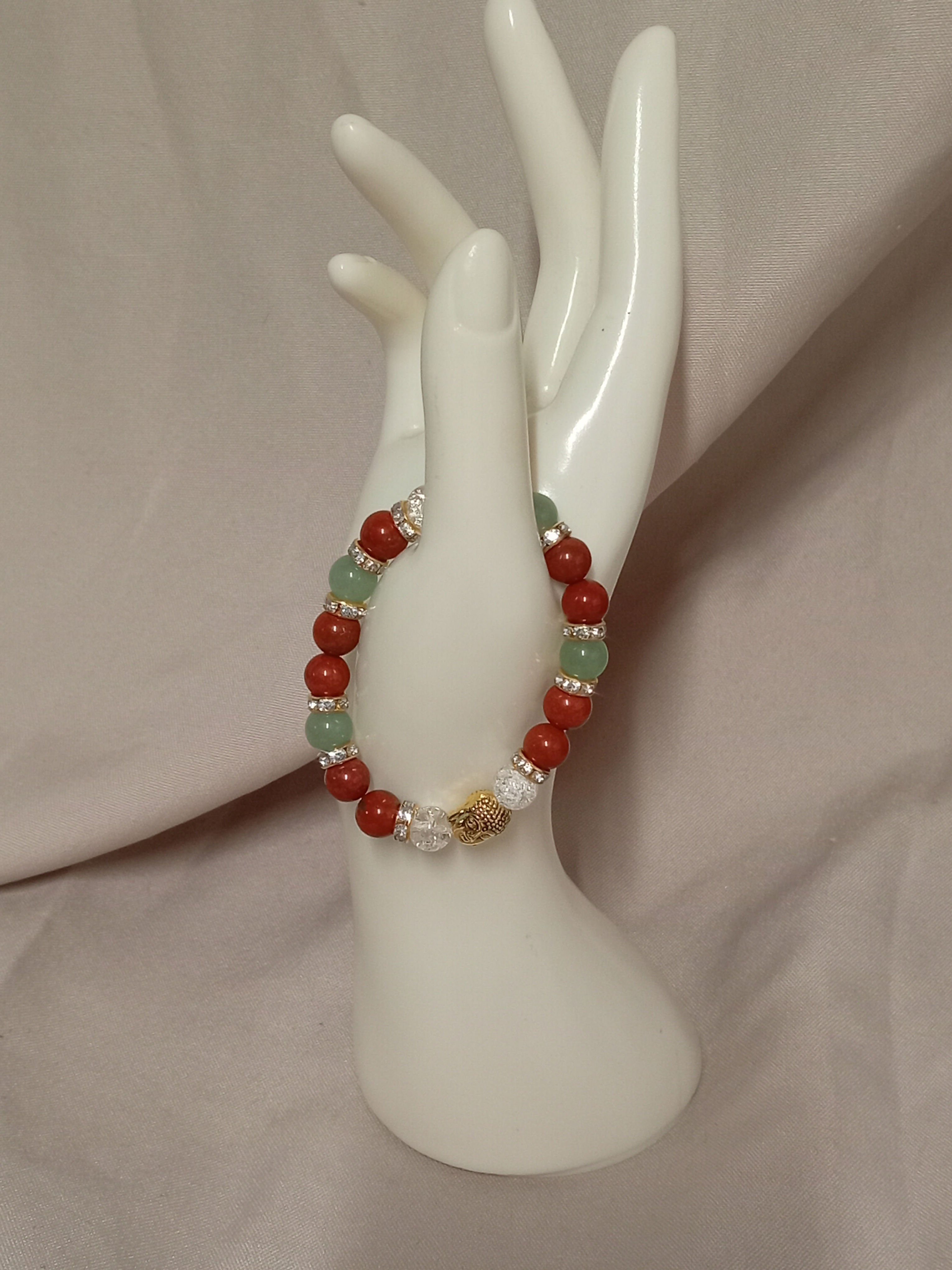 Jaspe Rouge, Aventurine & Cristal de Roche Craquelé