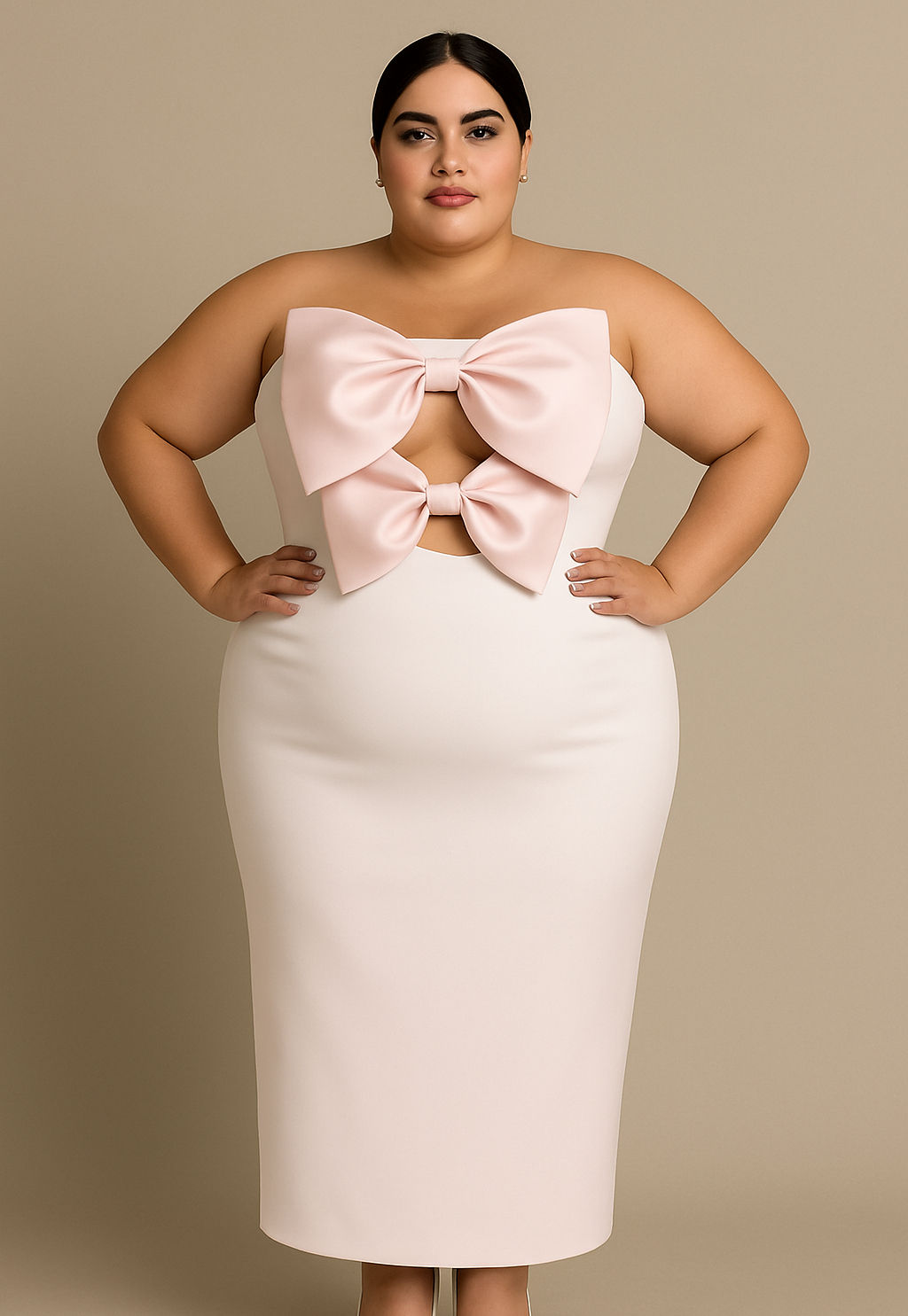 Silk satin bows Bridesmaid | Engagement | Evening Dress | Fitted pencil dress