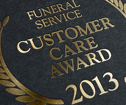 photograph of funeral service customer care award