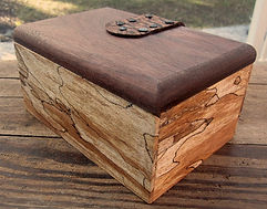 Spalted Maple Keepsake Box with Walnut Lid and Leather Hinges