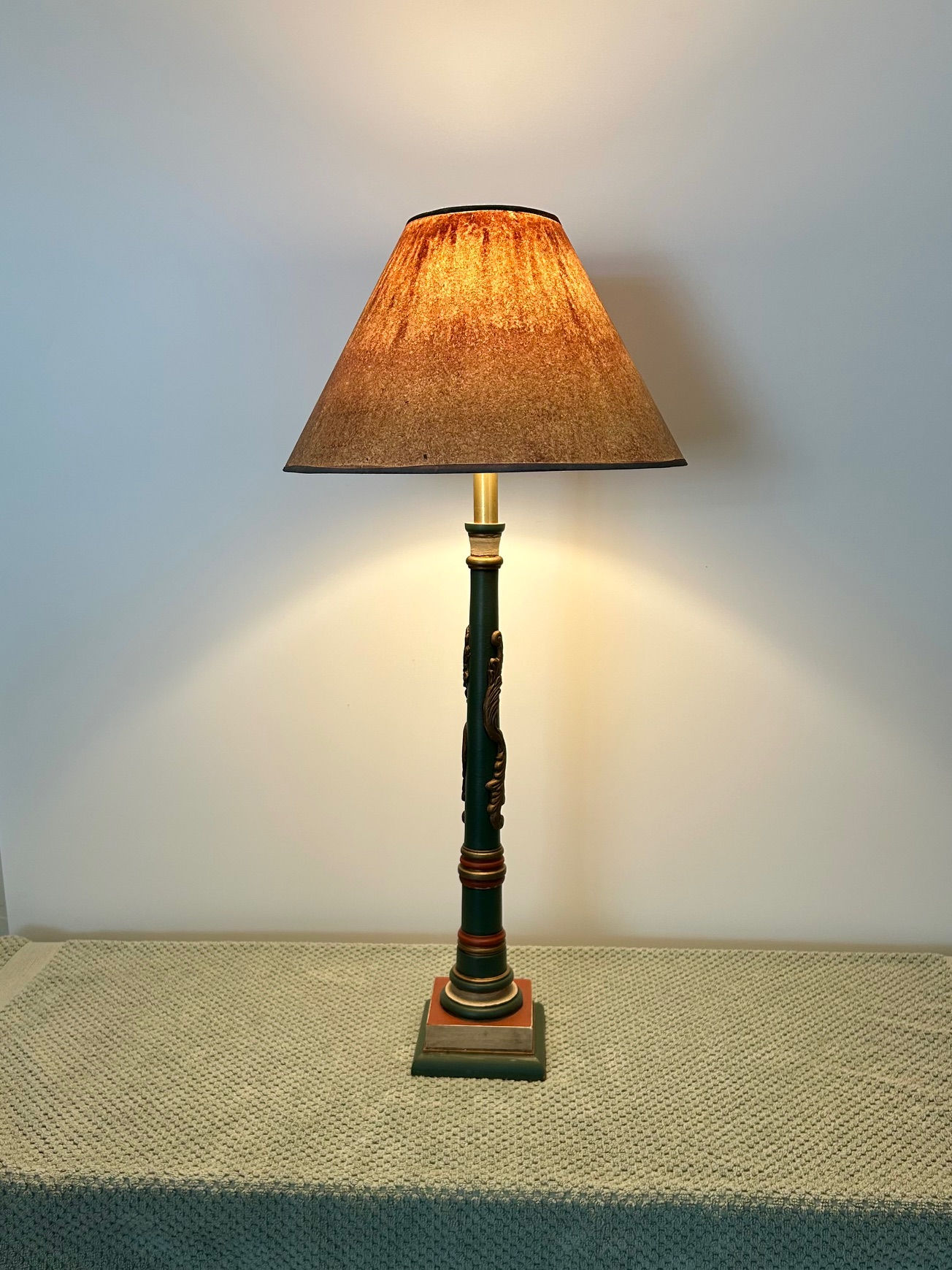 Italian Ornate Wood Table Lamp 31"