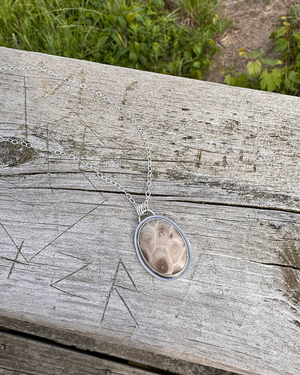 Thumbnail: “Let the Waves Carry You” Petoskey Necklace