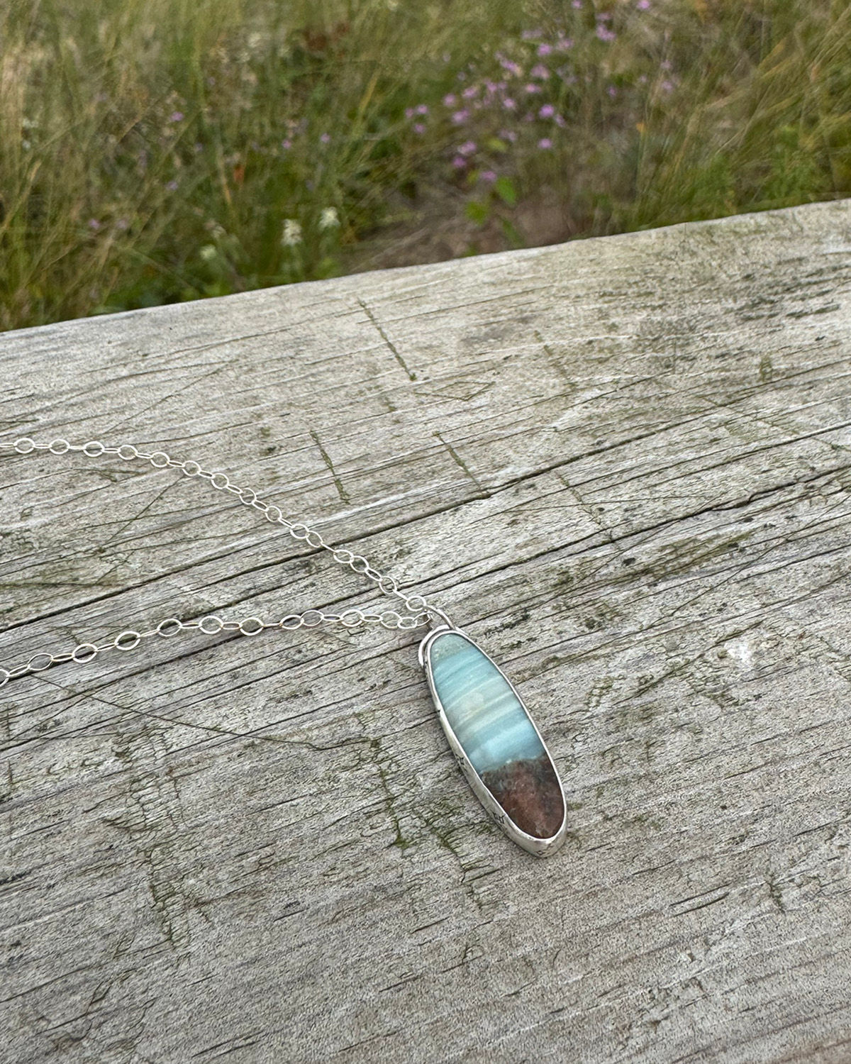 Oval BC Ocean Picture Stone Necklace