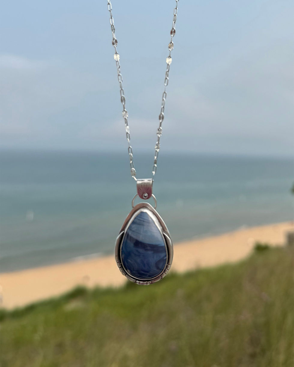 Thumbnail: "Grace" Pioneer Swirl Leland Blue Necklace