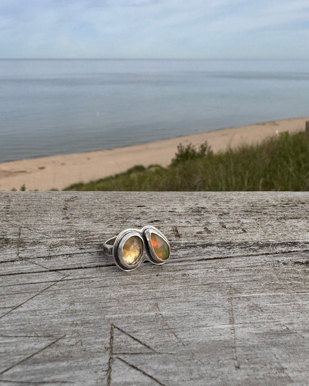 Opal & Citrine "moi et toi" Ring, size 7