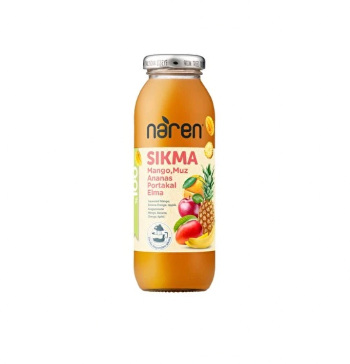 Naren Sıkma Mango Muz Ananas Portakal Elma 250 ml 12’li koli toptan meyve suyu