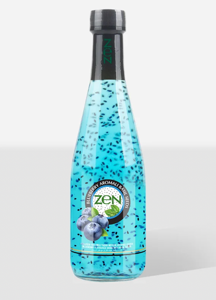Zen Basil yaban mersini blue cam şişe 300 ml premium içecek toptan ürün